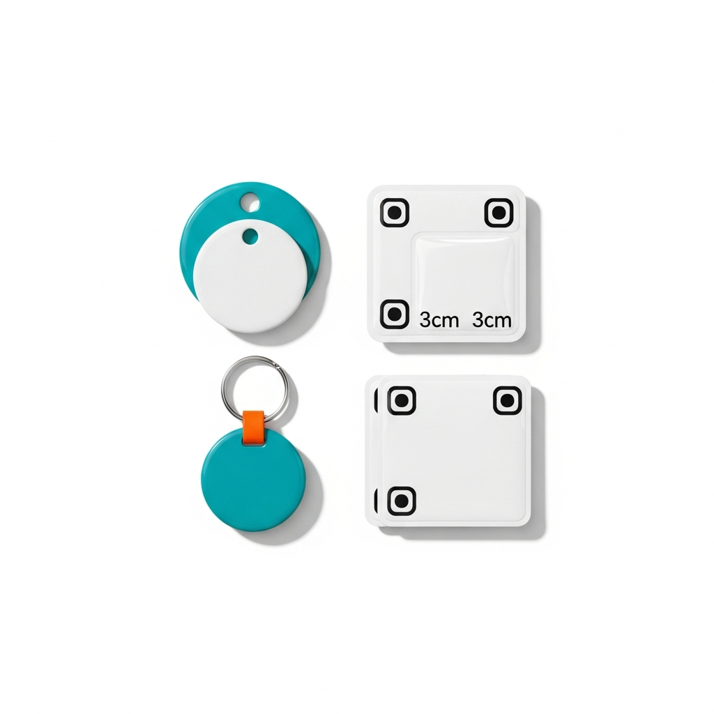 EkTag Travel Ready Pack — 2 Round Tags, 2 Surface Stickers, 1 Keyring Tag