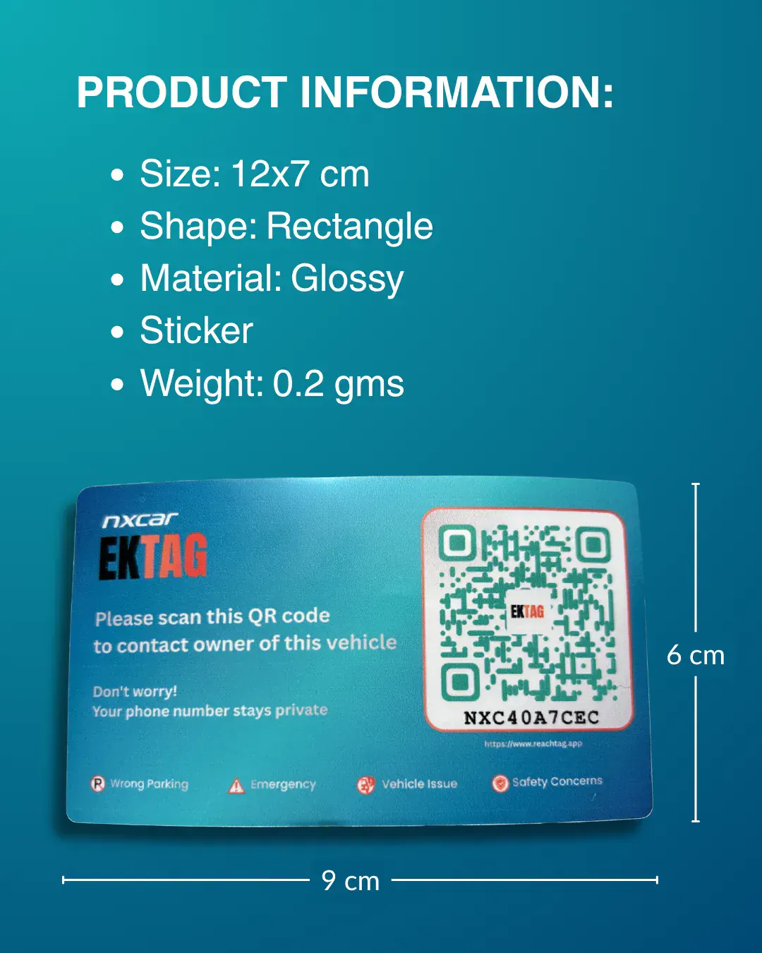 EkTag Windshield QR Sticker